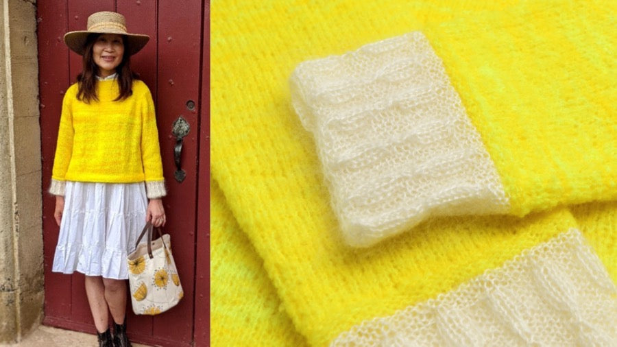 Delightful sweater by Yan Qian in La Bien Aimée Merino Bouclé