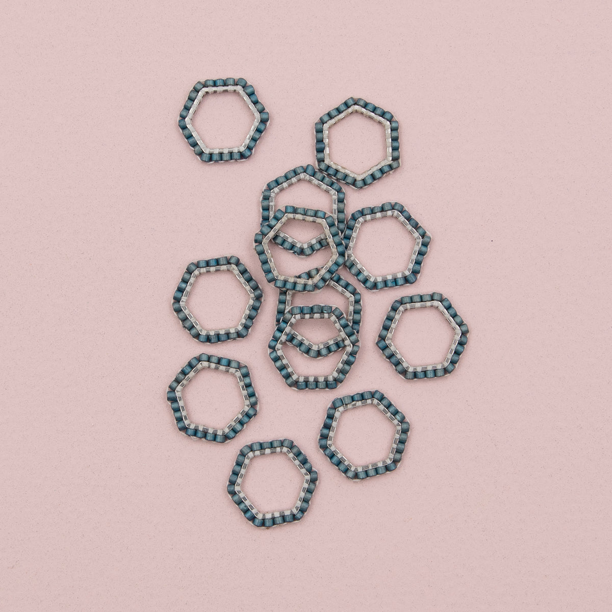 Thread & Maple Bead Stitch Markers — Honeycomb Stitch Markers / Denim