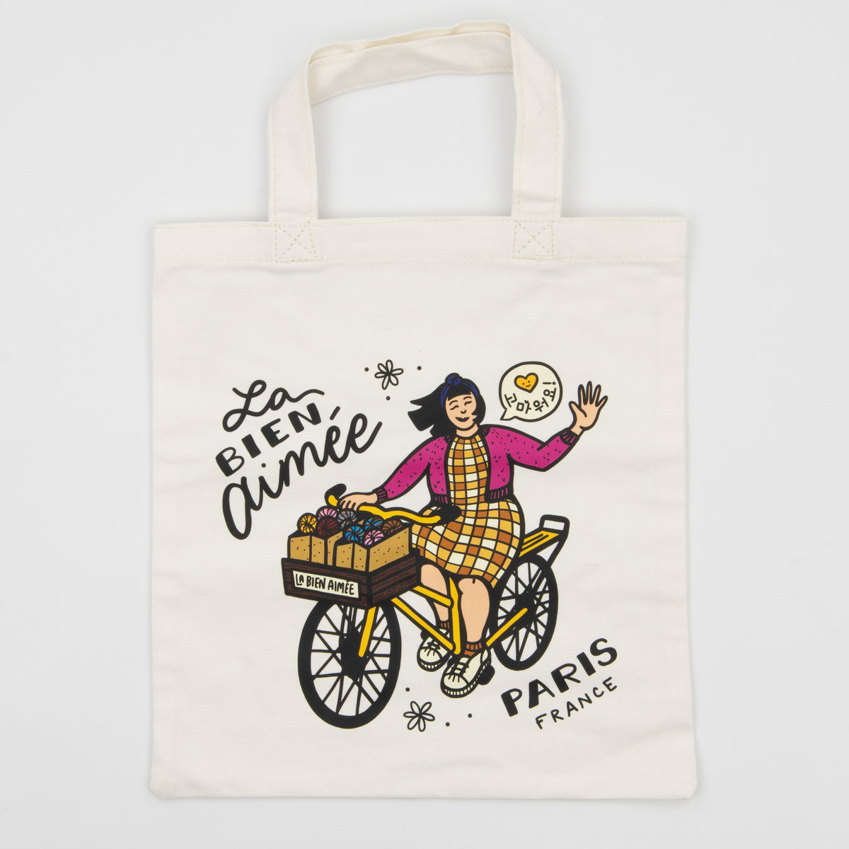Mini Tote — White Aimée Bicycle - Korean