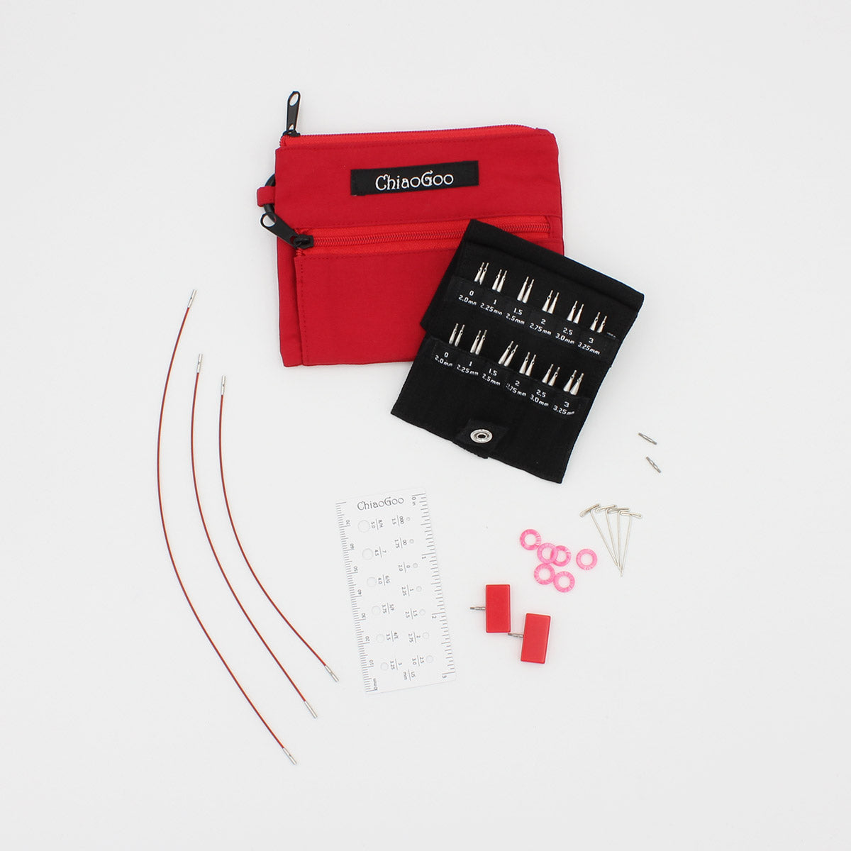 ChiaoGoo Interchangeable Shorties Needle Set — TWIST Red (2 mm - 3.25 mm)